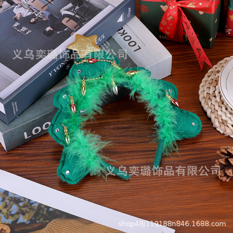 Wholesale Christmas Party Cartoon Feather Creative Pentagram Fabric High End Headband