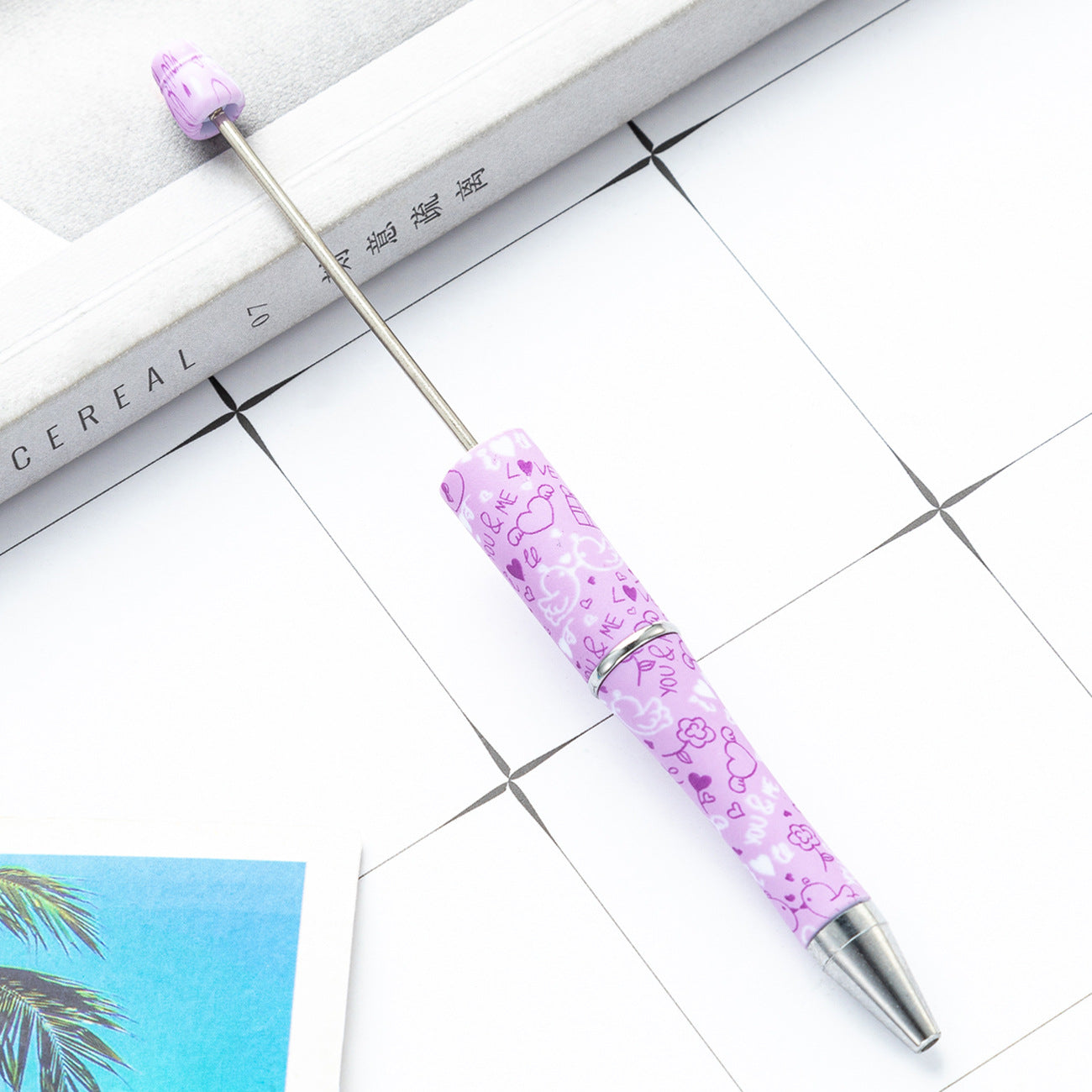 Wholesale Valentine's Day Plastic Beaded Pens DIY Beadable Pens