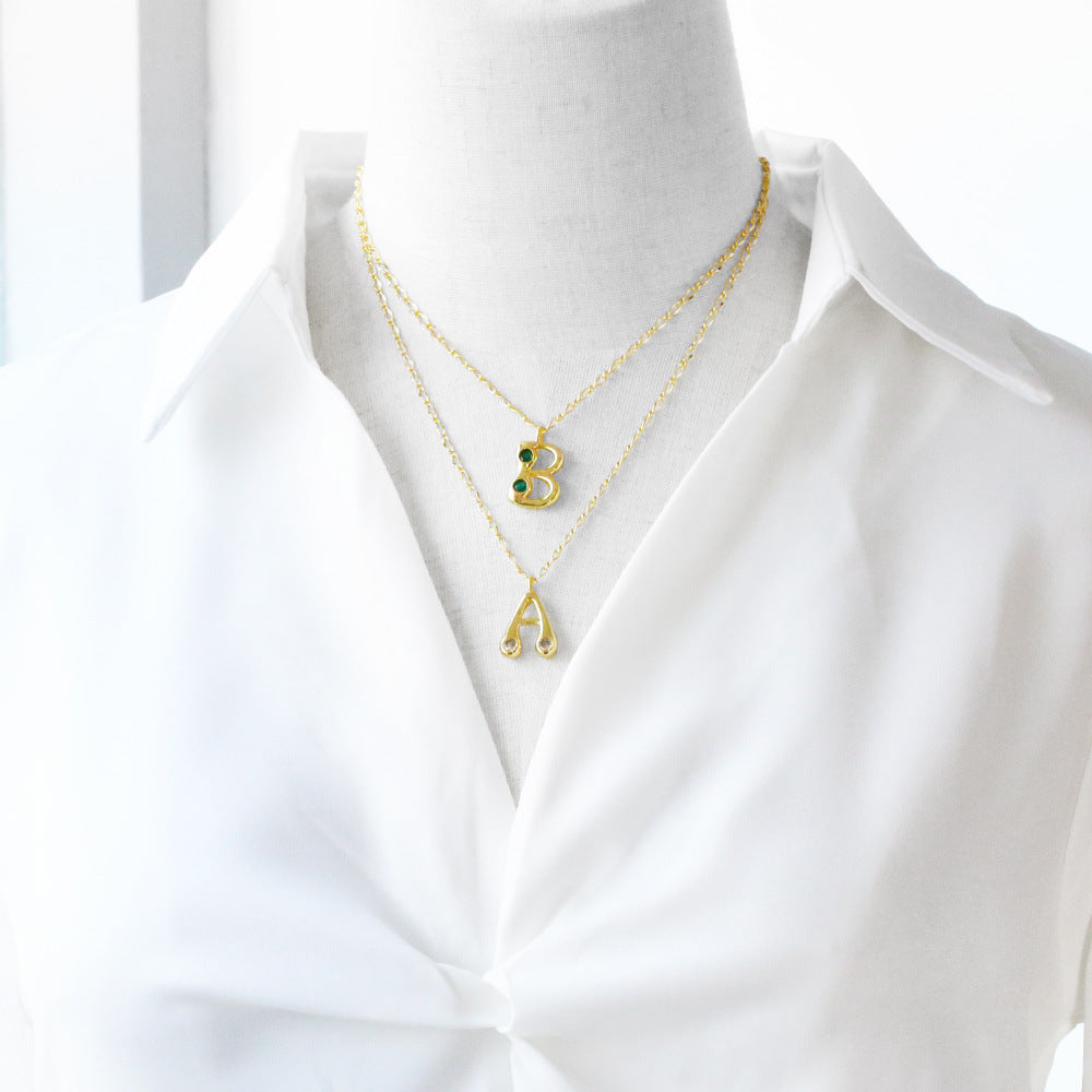 Wholesale 26 English Letters Gold Plated Necklace