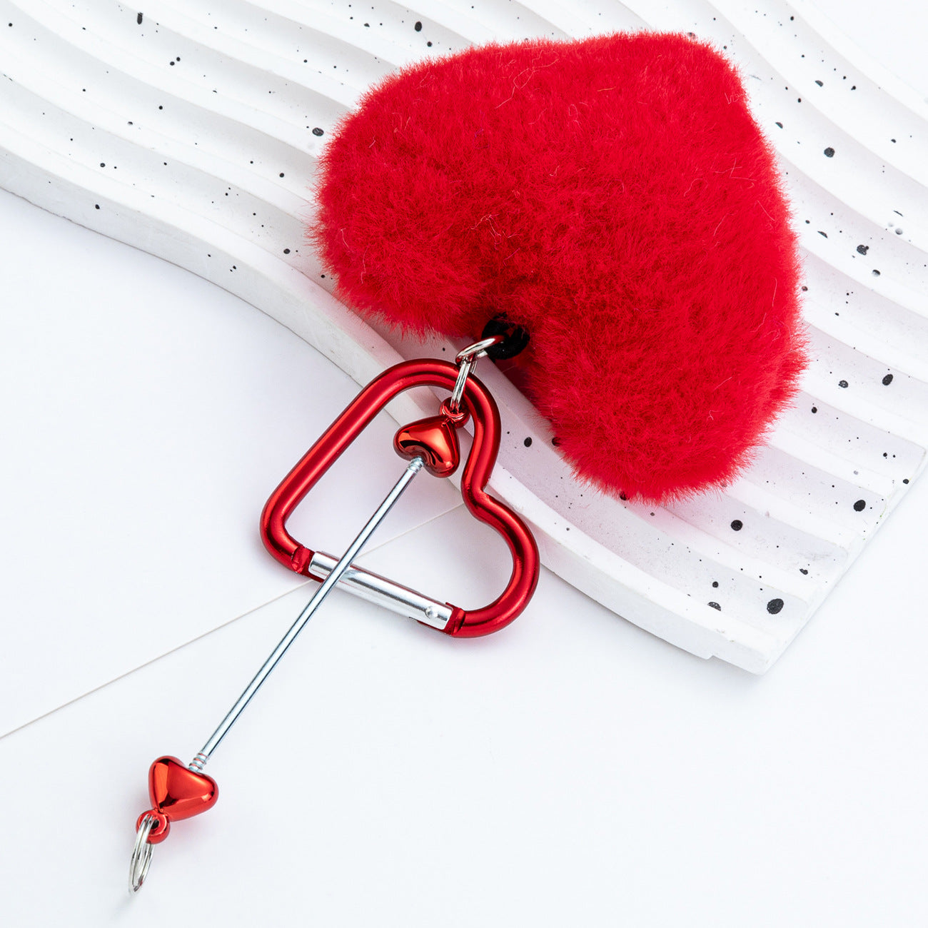 Wholesale New DIY beadable PomPom love mountaineering buckle plush keychains