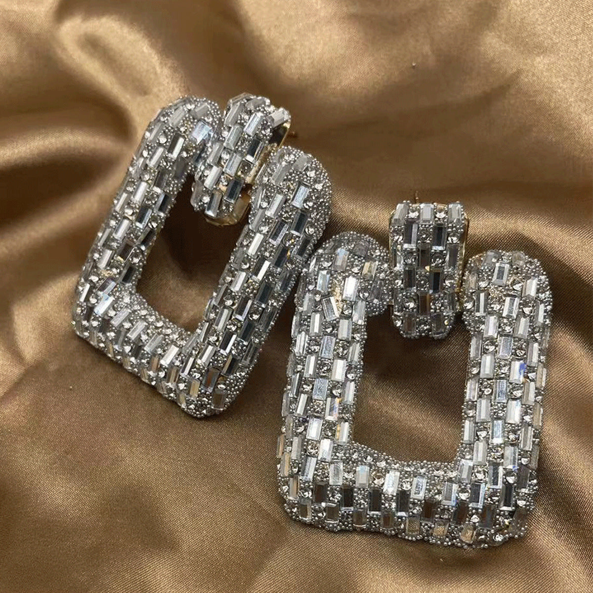 Wholesale Colored Glass Full Water Diamond Earrings