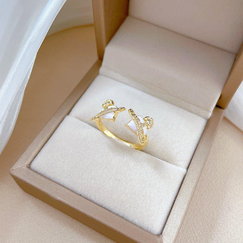 Wholesale Brass Gold Plated Heart Oil Drip Zircon Ring