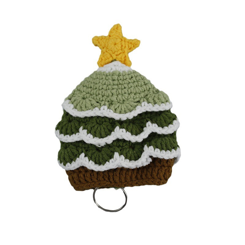 Wholesale Handmade Yarn Christmas Tree Hand Knitted Key Bag