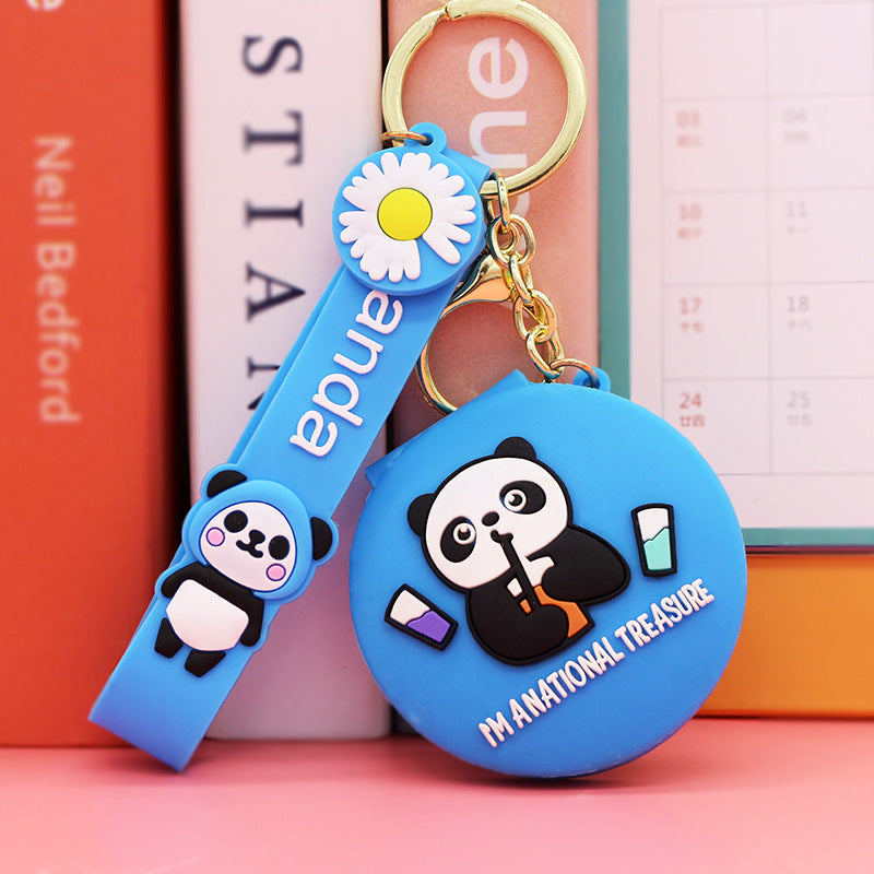 Wholesale Cartoon Portable Small Mirror Folding PVC Keychain