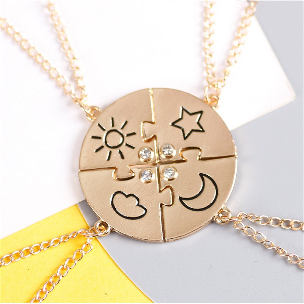 Wholesale Fashion Star Moon Sun Cloud Stitching Necklace