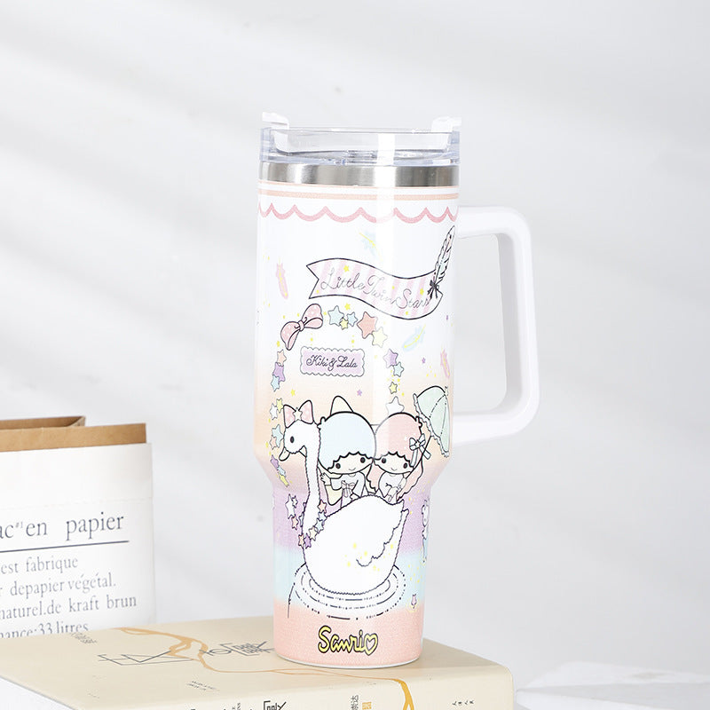 Wholesale 40oz Printed Handle Cup 1200ml Thick Spray Plastic Insulated Cup Tumbler Cup