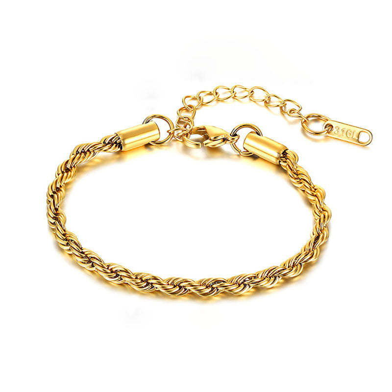 Wholesale Stainless Steel Twist Bracelet Gold Plated Braided Chain