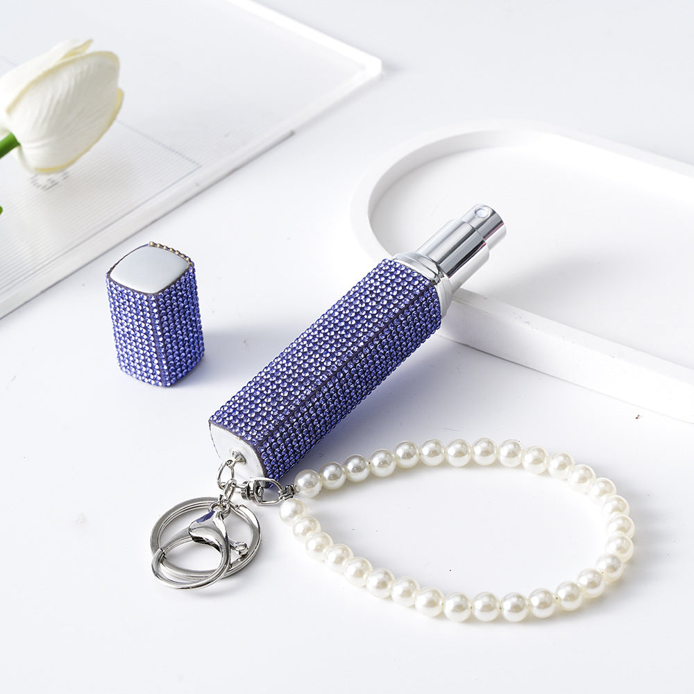 Wholesale Diamond-studded creative 10ml perfume bottle keychain
