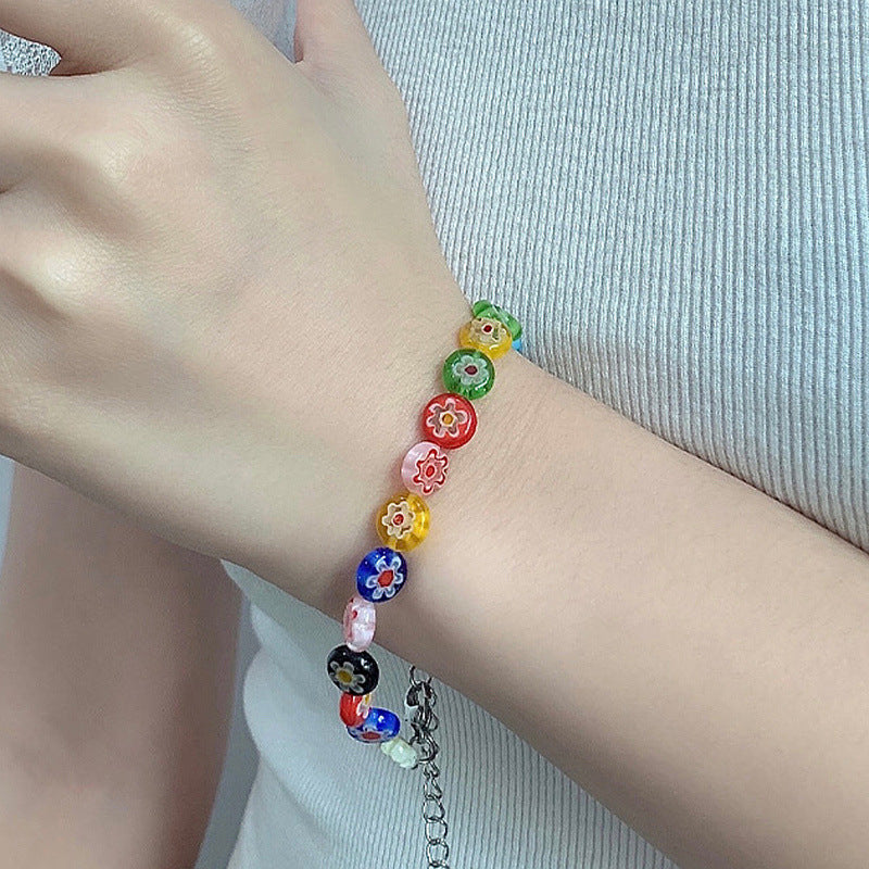 Wholesale colorful glass all-match Necklaces