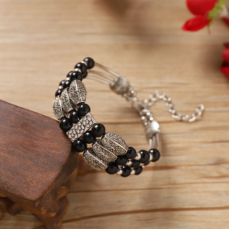 Wholesale handmade ethnic style colorful beads silver  bohemian bracelet