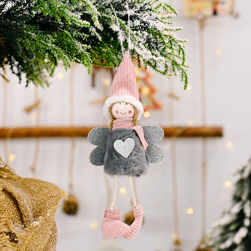 Wholesale Christmas Decoration New Plush Love Angel Pendant Small Tree Charm Children Cute Plush Doll