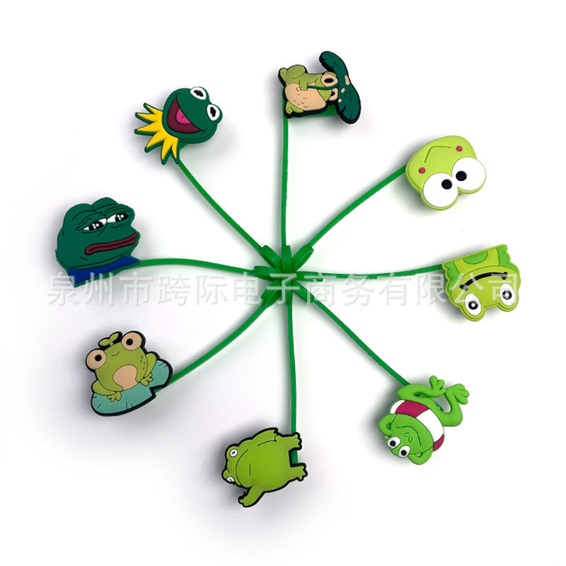 Wholesale 10 pcs Cartoon frog series straw cover straw cap silicone dust plug