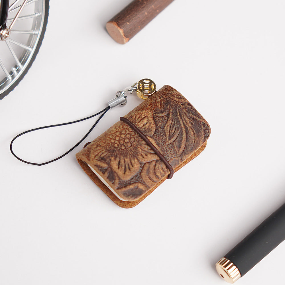 Wholesale mini pocket creative cowhide handmade multi-purpose leather notebook