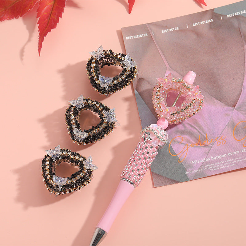 Wholesale Love Hollow Butterfly Full Diamond Straight Hole Heavy Loose Beads