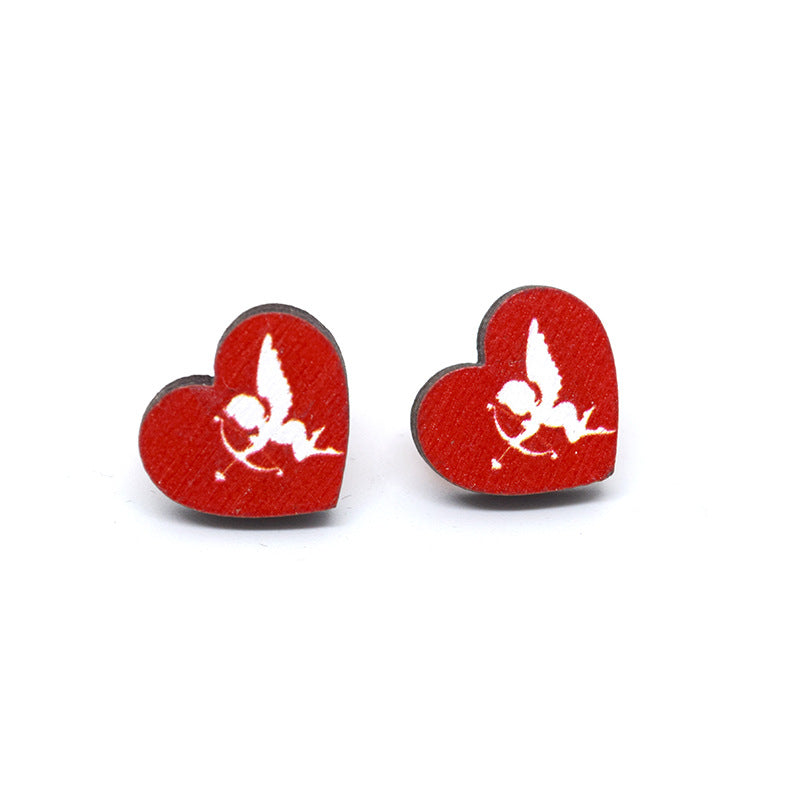 Wholesale Cartoon Valentine's Day Christmas Wood Earrings