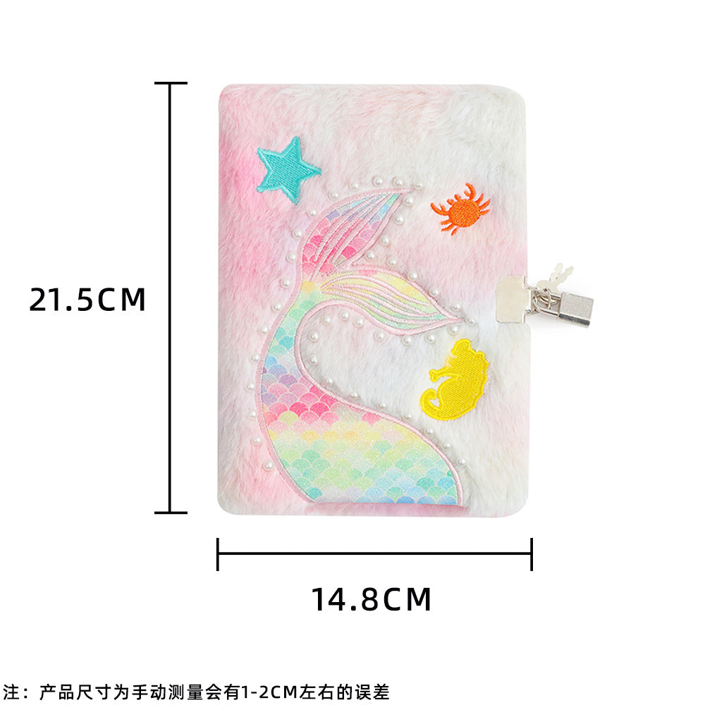 Wholesale Tail plush notebook with lock diary