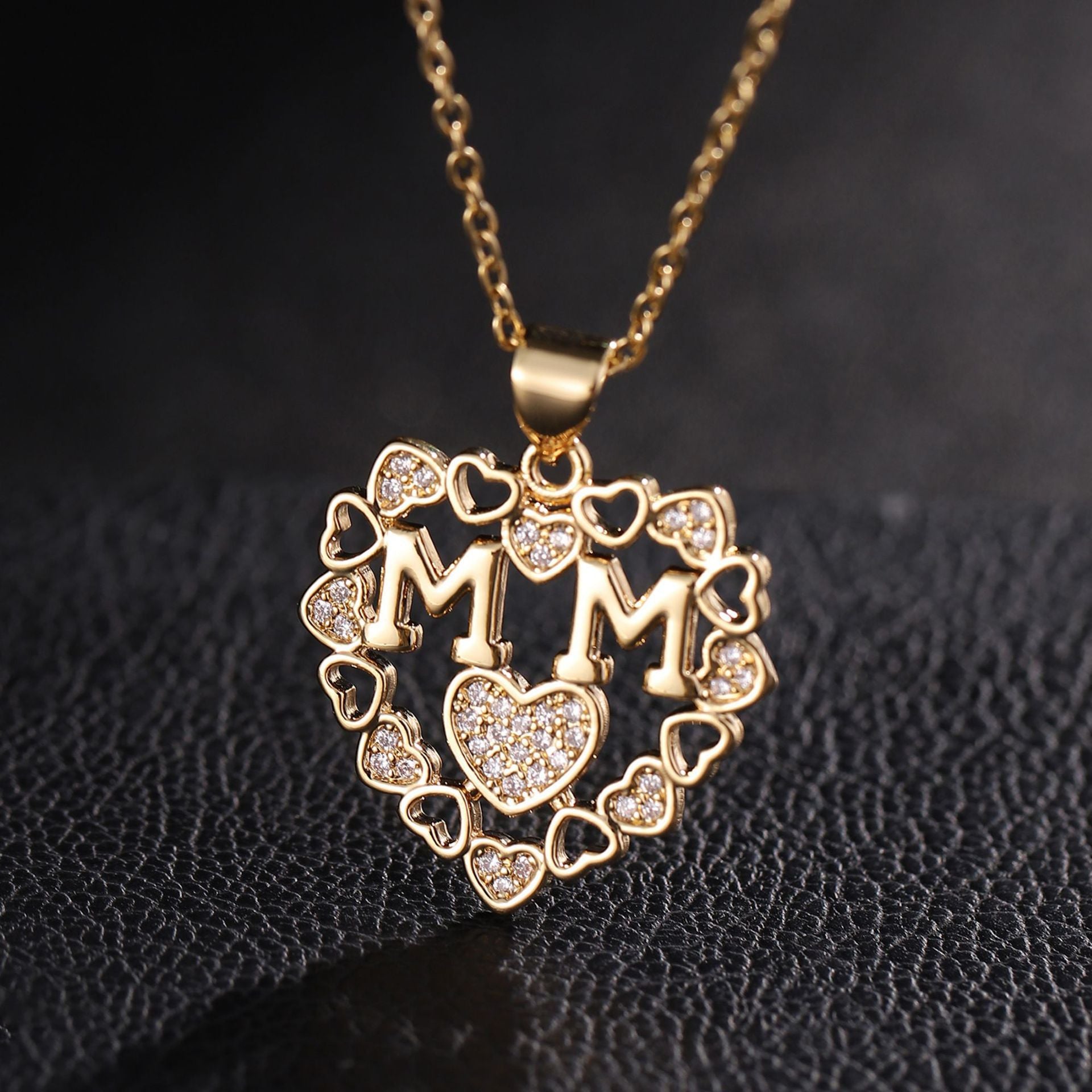 Wholesale Mother's Day Zircon Love Copper Necklaces
