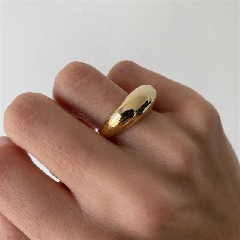 Wholesale stainless steel high-end hip-hop punk 18k gold plated ring