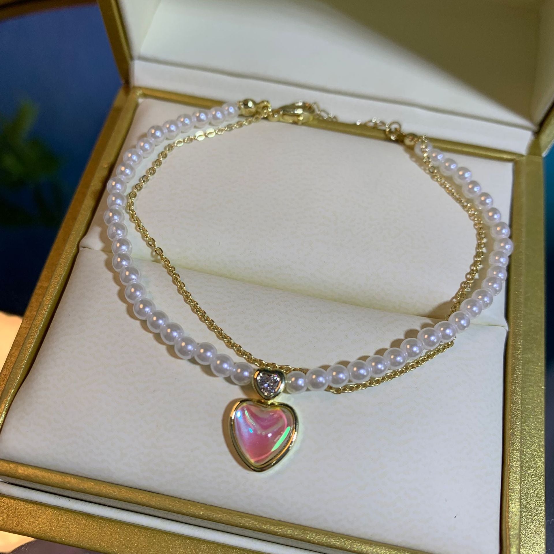 Wholesale White Moonlight Love Mermaid Pearl Alloy Bracelet