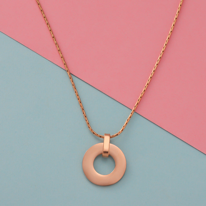 Wholesale Minimalist Geometric Circular Hollow Pendants Stainless Steel Necklace