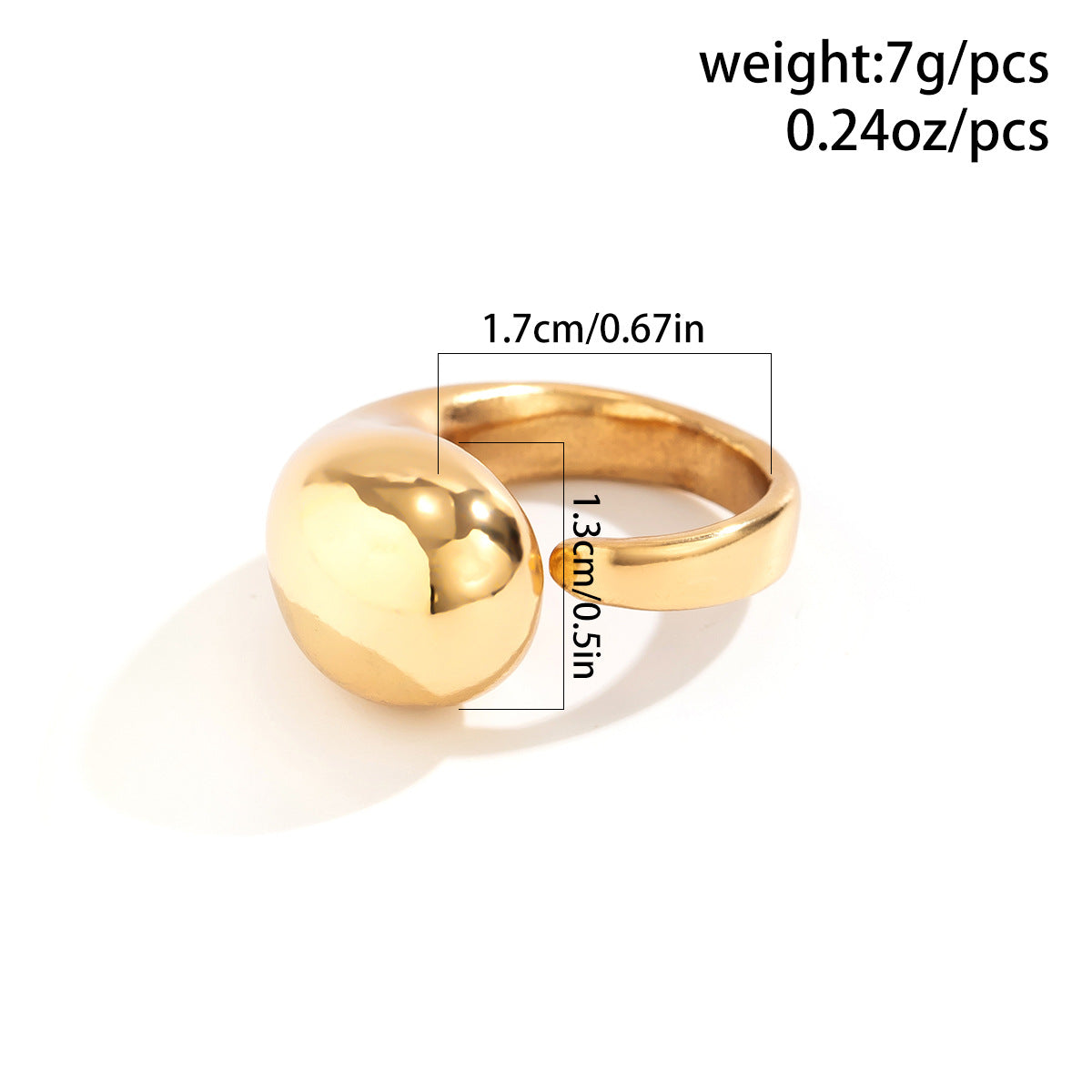 Wholesale exaggerated disc pleated metal ring simple irregular niche flower ring