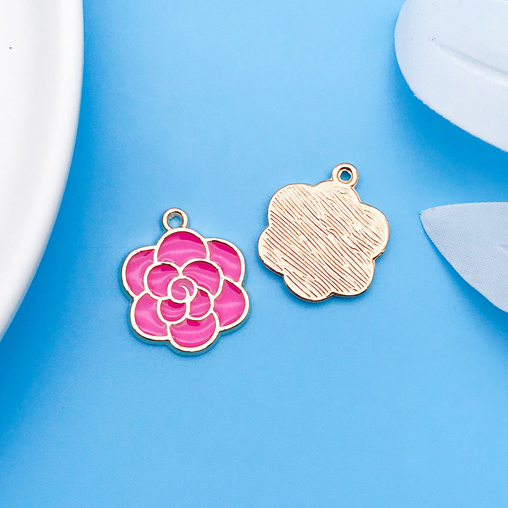 Wholesale Rose Red Drip Oil Cartoon Alloy DIY Necklace Bracelet Pendant