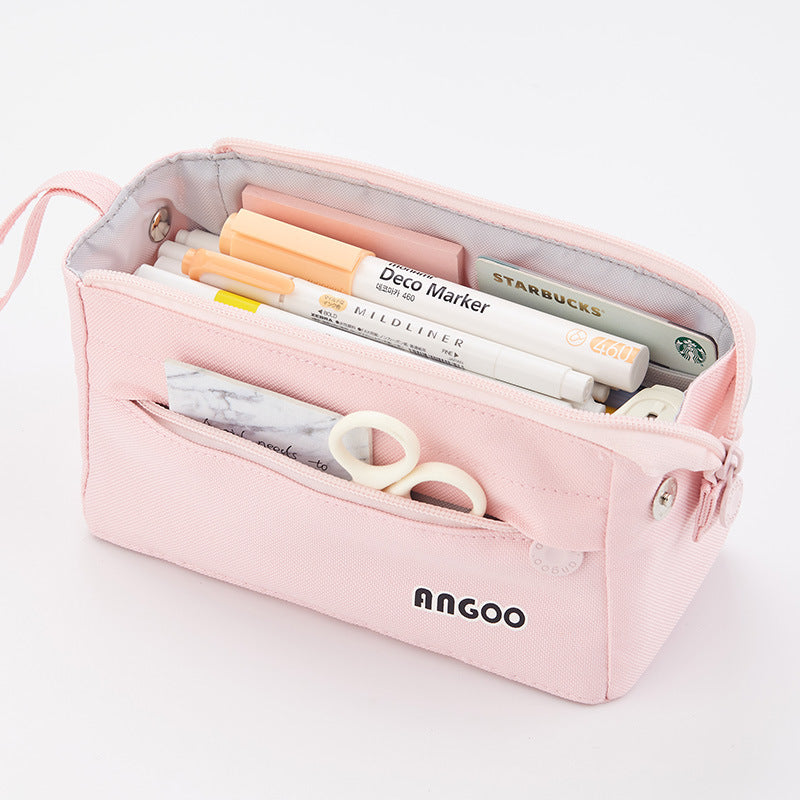 Wholesale Portable Open Solid Color Canvas Pencil Case