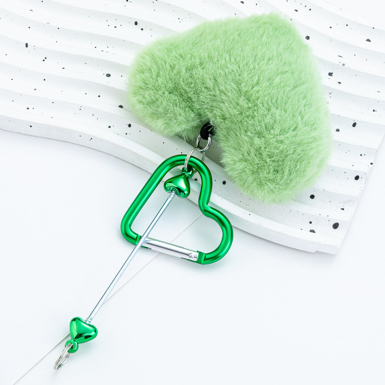 Wholesale New DIY beadable PomPom love mountaineering buckle plush keychains
