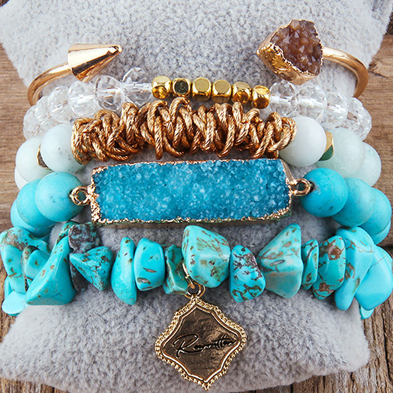 Wholesale natural stone crystal glass bead bracelet