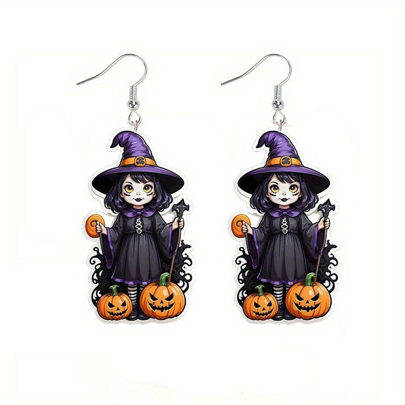 Wholesale  Pumpkin Cute Witch Series Acrylic Earrings
