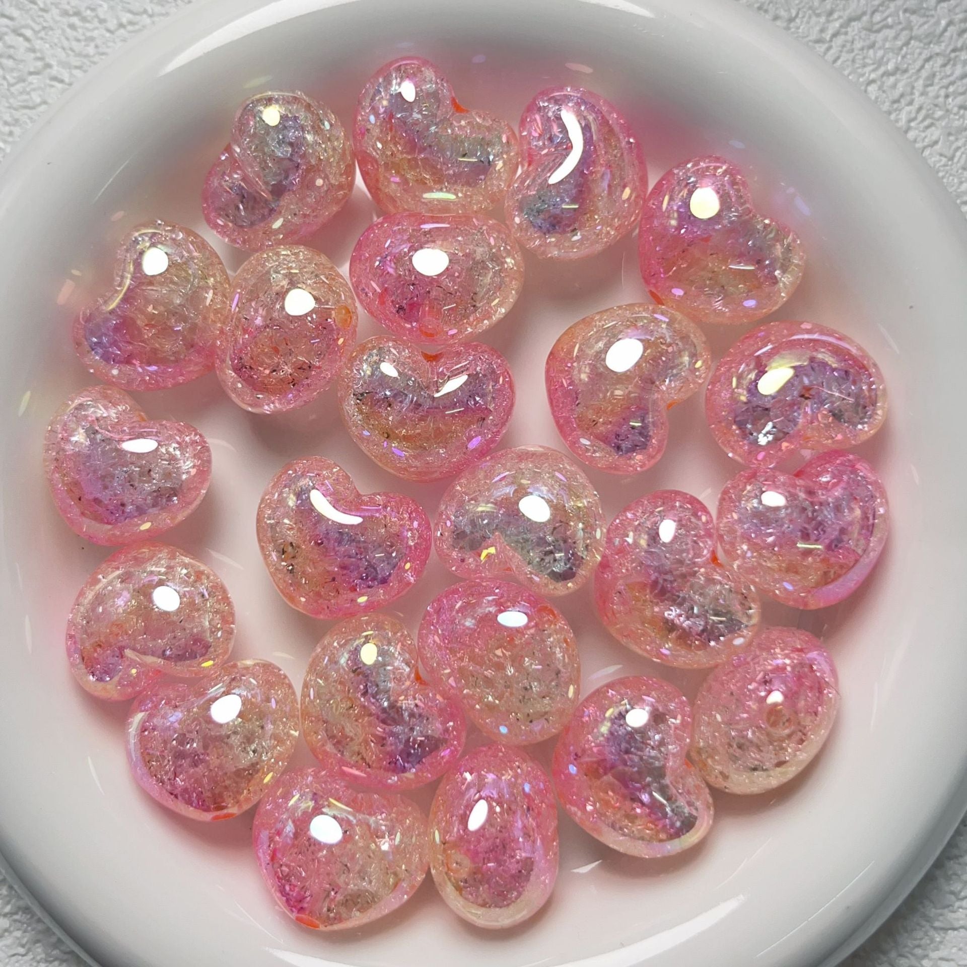 Wholesale 10pcs UV-plated two-color gradient burst floral large-hole love beads
