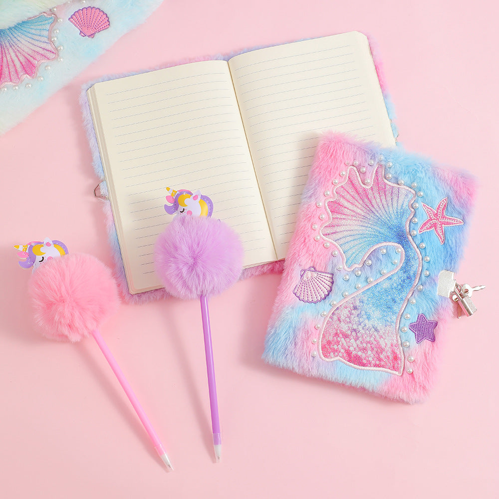 Wholesale Ocean Series Plush Notebook with Lock