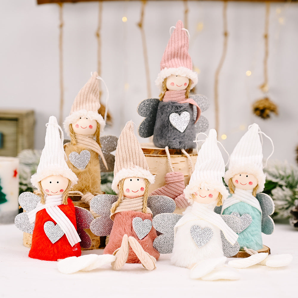 Wholesale Christmas Decoration New Plush Love Angel Pendant Small Tree Charm Children Cute Plush Doll