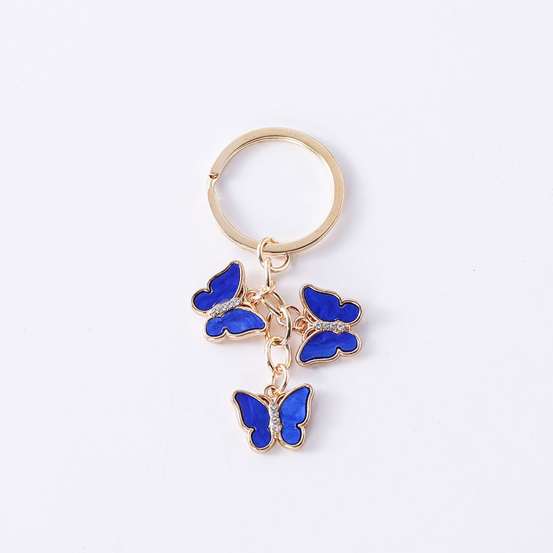 Wholesale Oil dripping diamond alloy colorful butterfly keychain