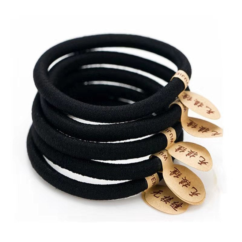 Wholesale Leather Case, Women's Black Rubber Band, Women's Hair Tie, High Elasticity, Durable Hair Rope