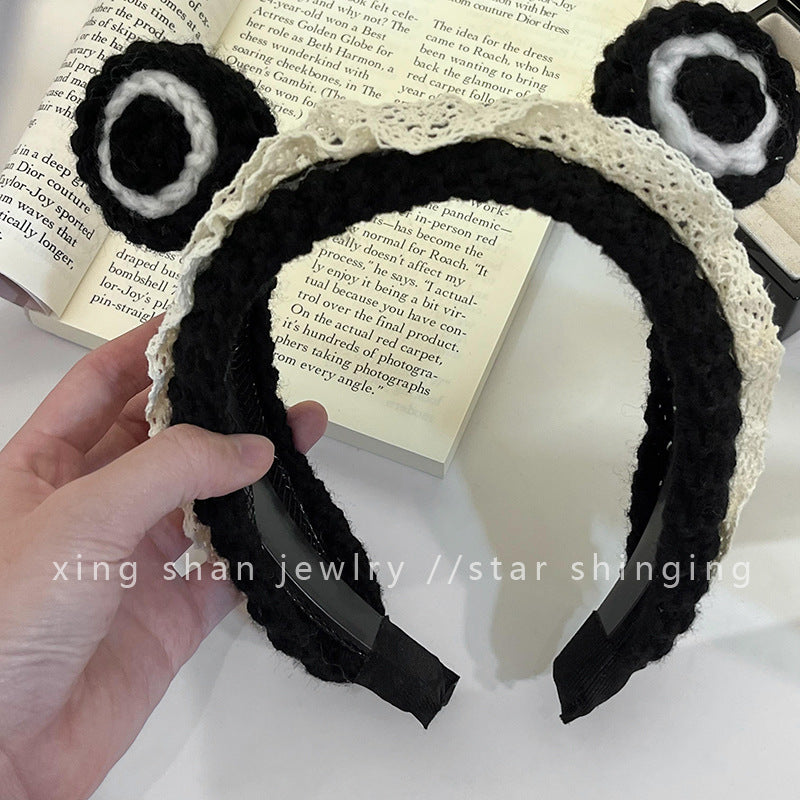 Wholesale Cute Creative Big Eyes Frog Knitted Non-slip Hairband