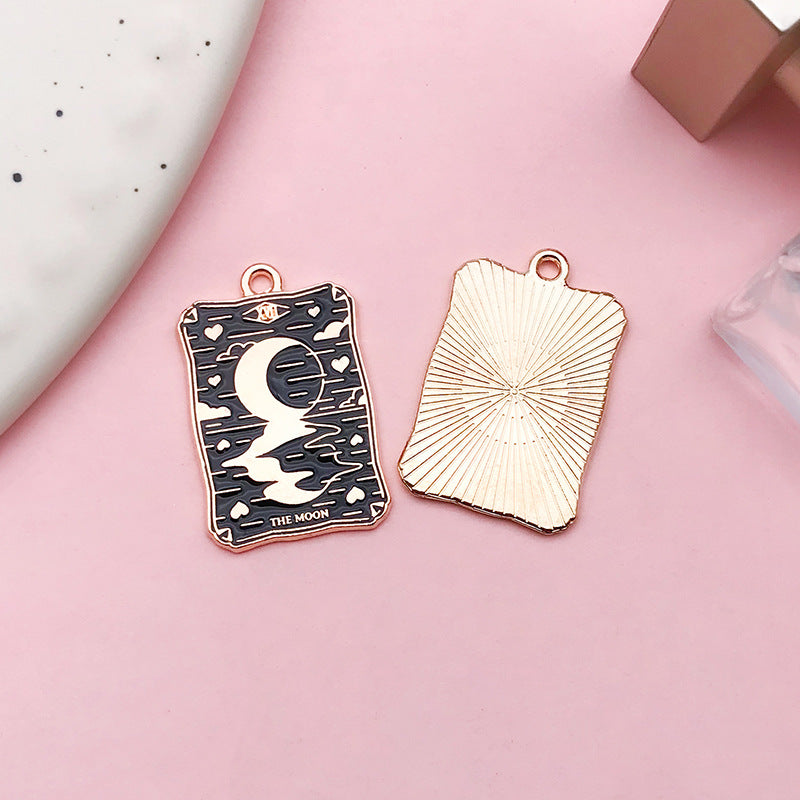 Wholesale Square Tarot Wheel of Fate DIY Alloy Drip Oil Necklace Pendant Accessories