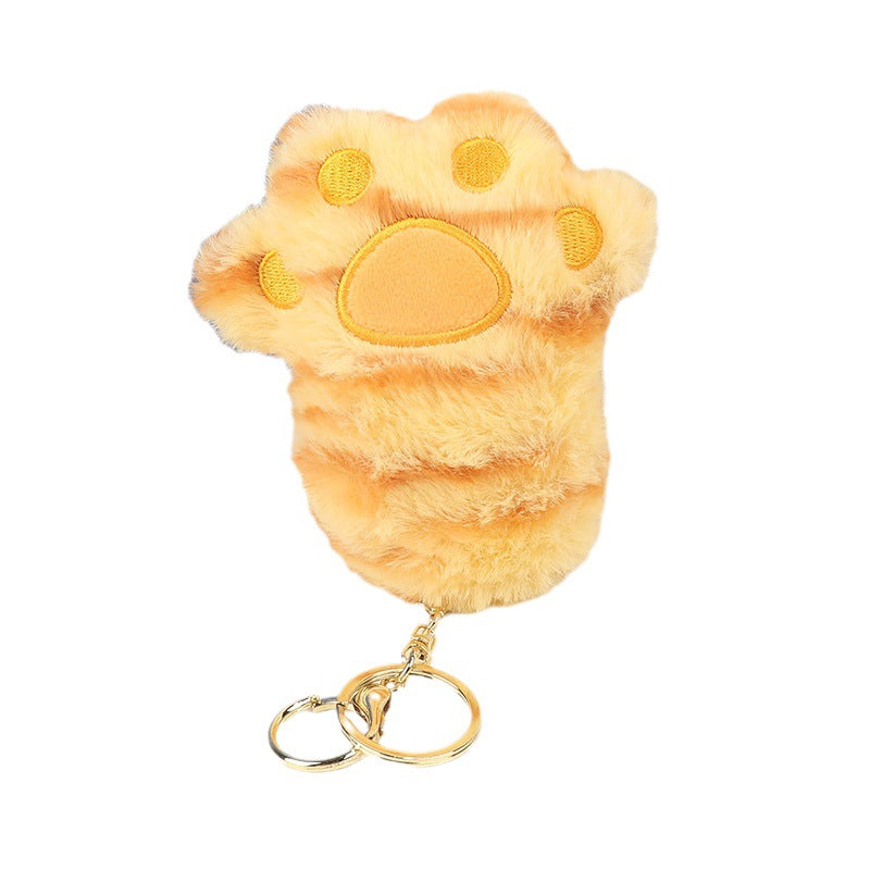 Wholesale 4PCS Cartoon Three-dimensional Plush Bear Paw Pendant Candy Color Keychain