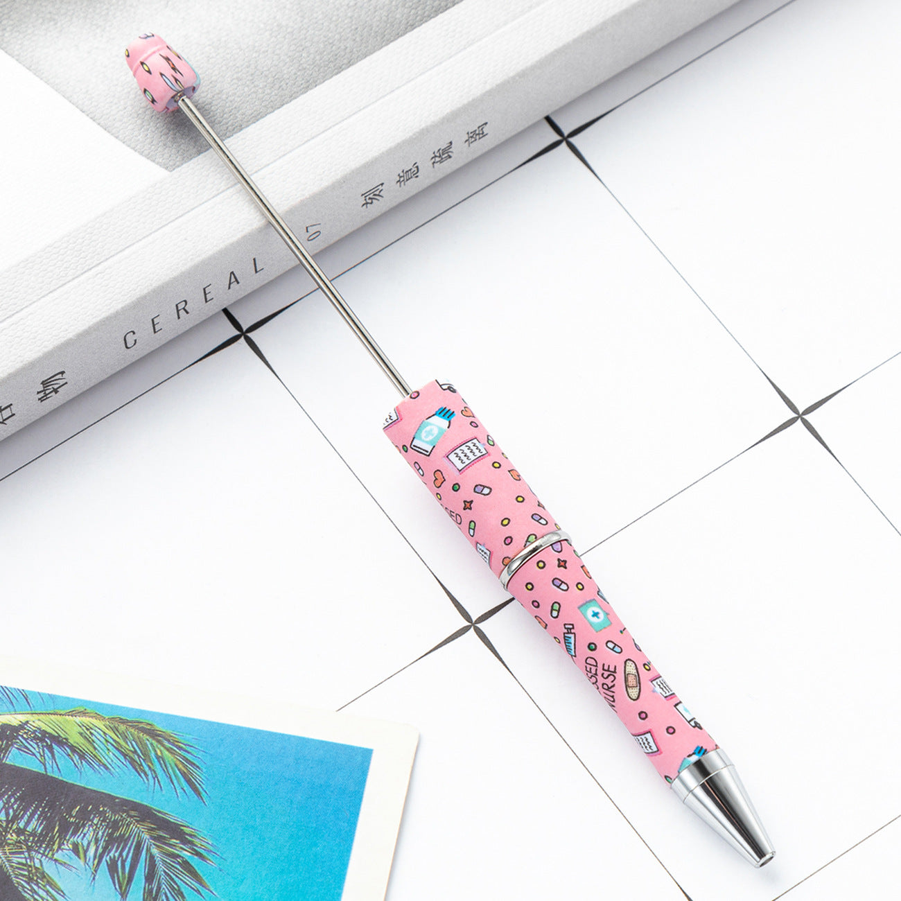 Wholesale Beadable Pen International Nurses Day Printed Plastic Pen DIY for Beaded