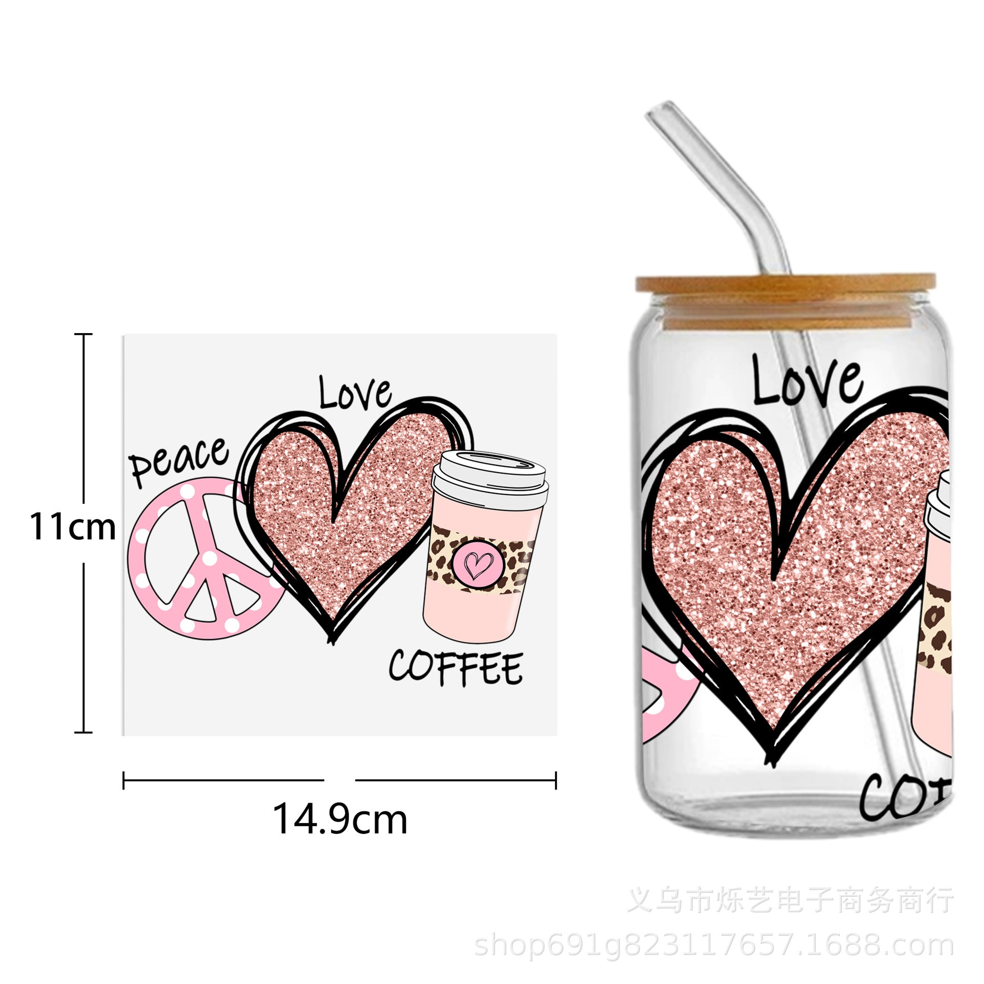 Wholesale Cute Smiley Flower Series Printing UV DTF Transfer Crystal Cup Sticker