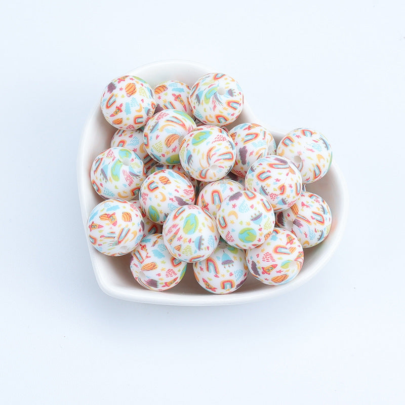 Al por mayor 30 piezas de 15 mm de transferencia de agua de agua de silicona cuentas de leopardo