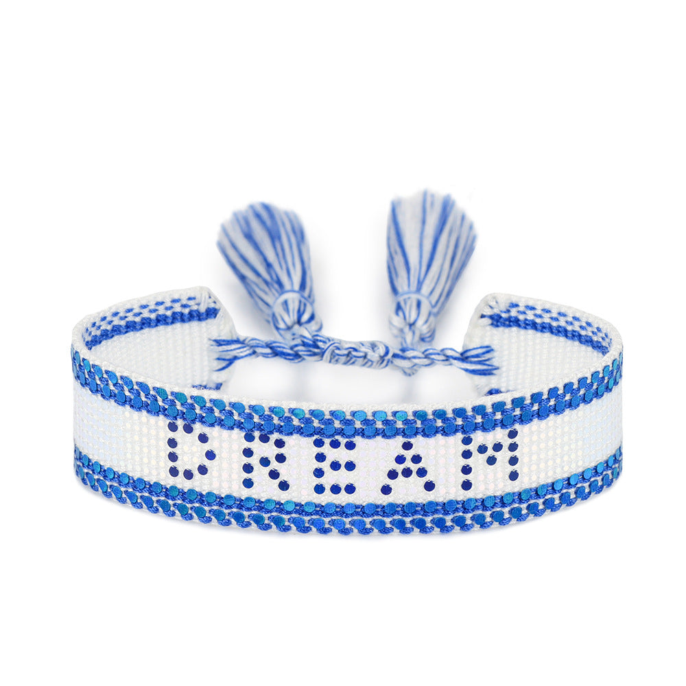 Wholesale Sequin Letter Creative Woven Bracelet