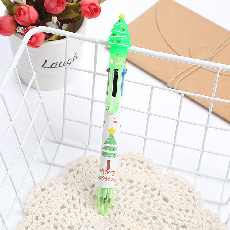 Wholesale Christmas 6 Color Plastic Ballpoint Pens