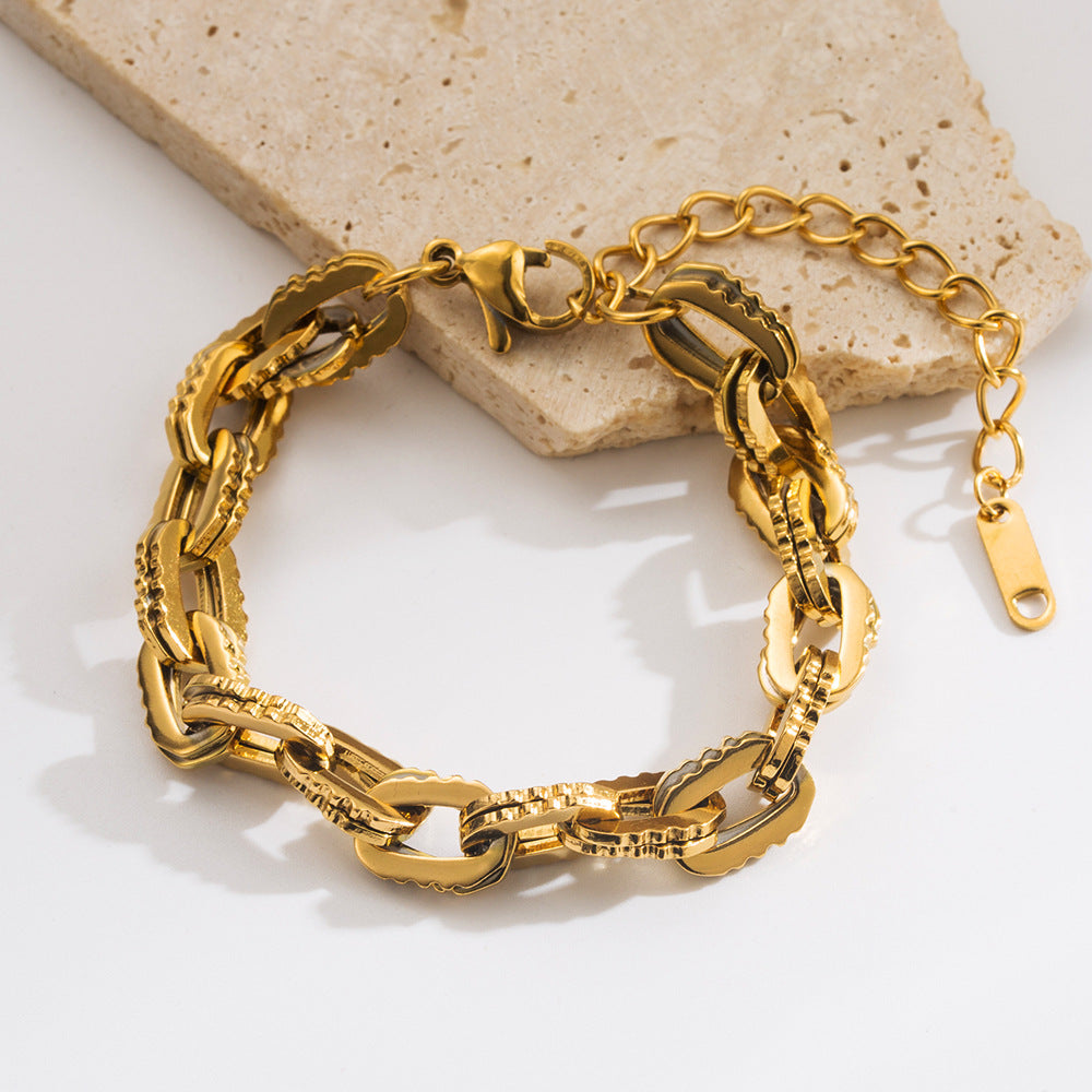 Wholesale gold titanium steel bracelet hip hop stainless steel bracelet