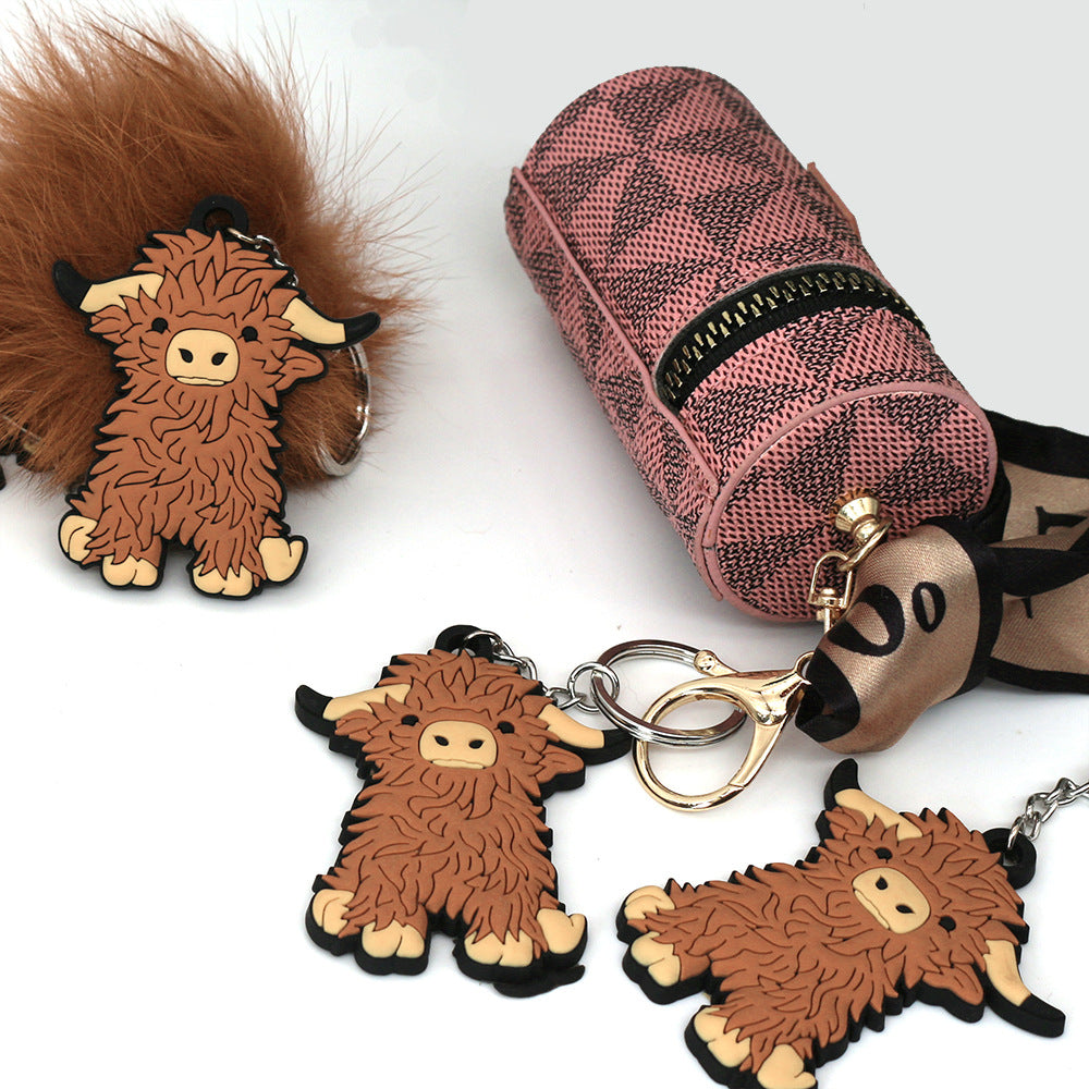 Wholesale Highland Cow Key Accessories Highland Cow PVC Keychain