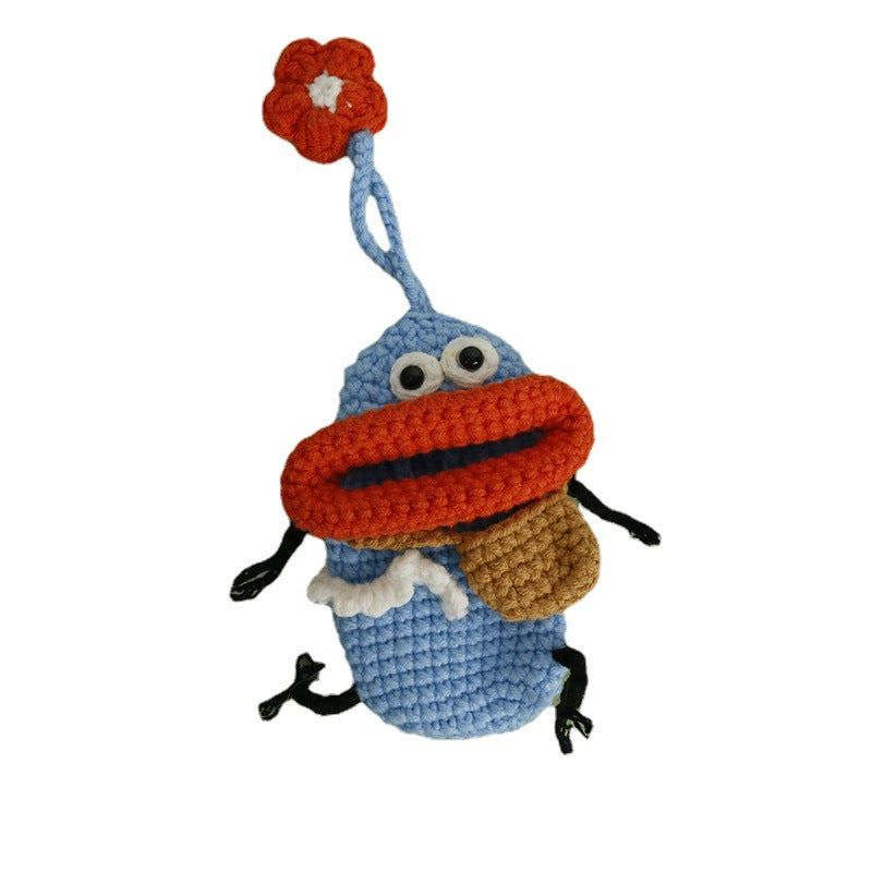 Wholesale Cartoon Cute Handwoven Sausage Mouth Coin Purse Keychain
