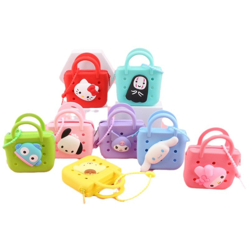Wholesale 10pcs Cartoon Silicone Hole Bag Mini Coin DIY Parent-child Storage Bag Vegetable Basket Earphones Children's Small Wallet