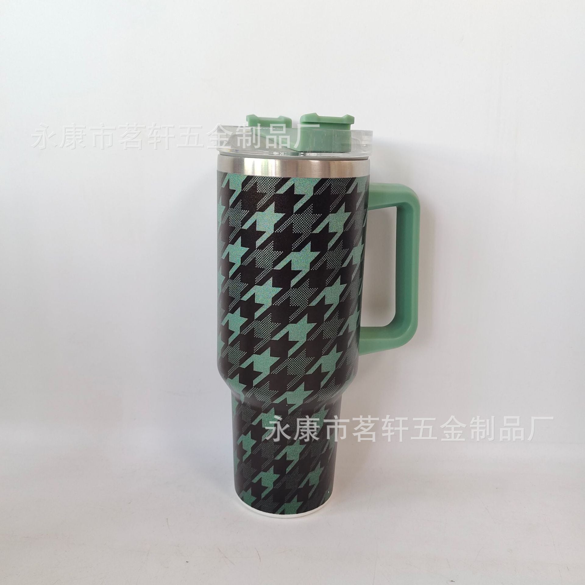 Wholesale Tumbler Houndstooth Stainless Steel Double-layer Handle Insulation 40oz Ice Cup