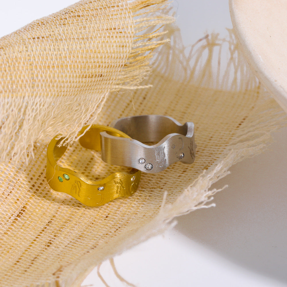 Wholesale Stainless Steel 18K Real Gold Goddess of Wisdom Ring