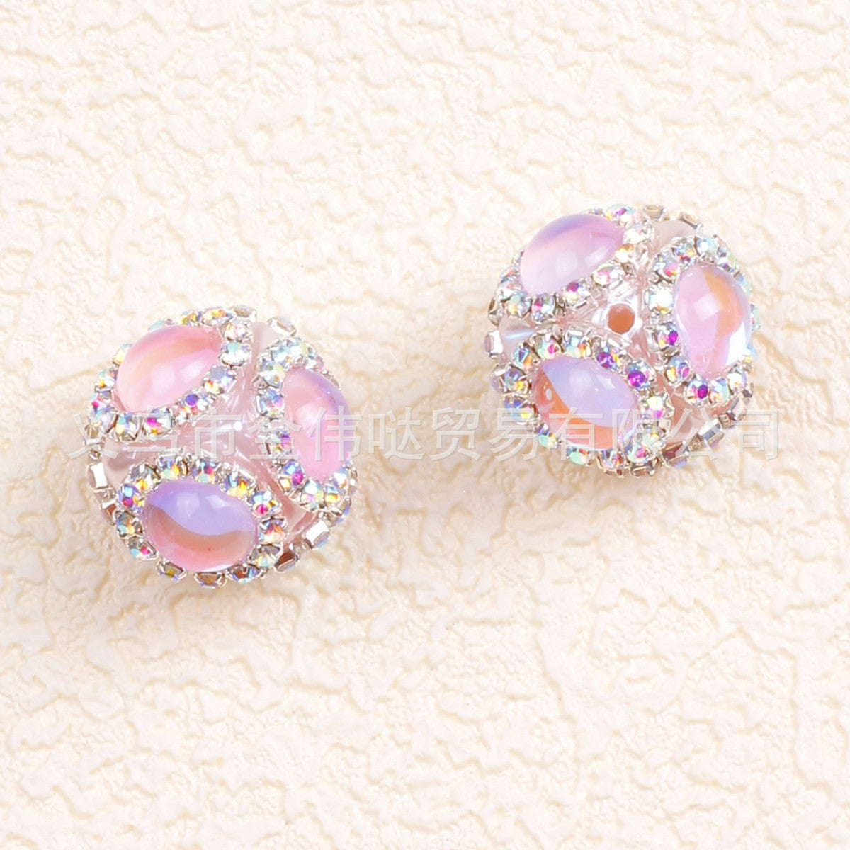 Wholesale 10pcs Acrylic Oblique Hole Six Sided Cat's Eye Diamond Beads